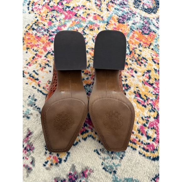 Vince Camuto Segellis Brown Croc Embossed Leather Block Heel Loafers Women's 9.5 - Picture 4 of 8